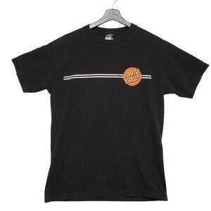 Santa‎ Cruz Skateboards T-Shirt Men’s Medium Black Logo Front & Back Graphic